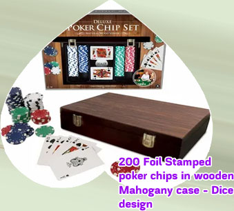Poker chip set wooden box