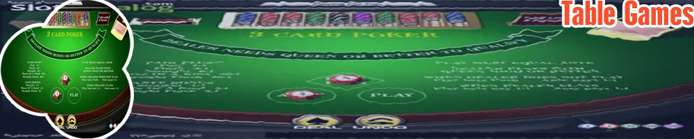Table games online 3 card poker